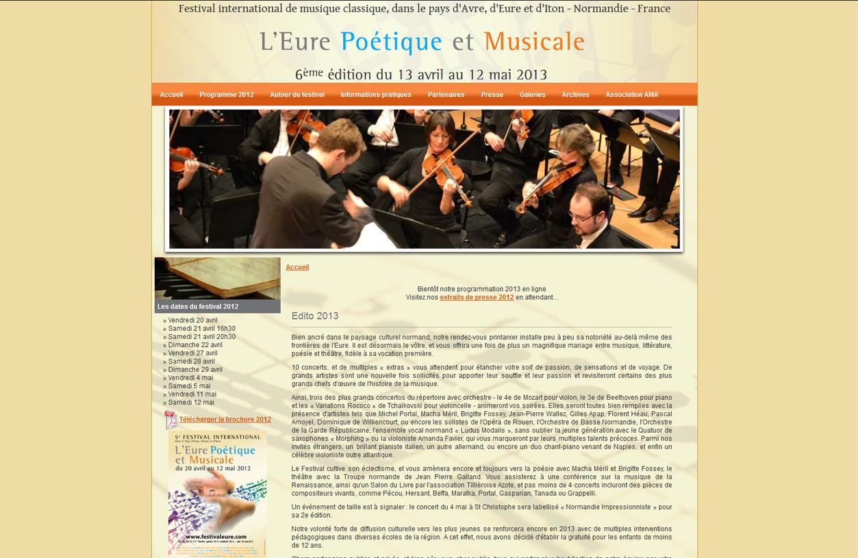 Image imprim écran de la creation de site internet de Festival'Eure