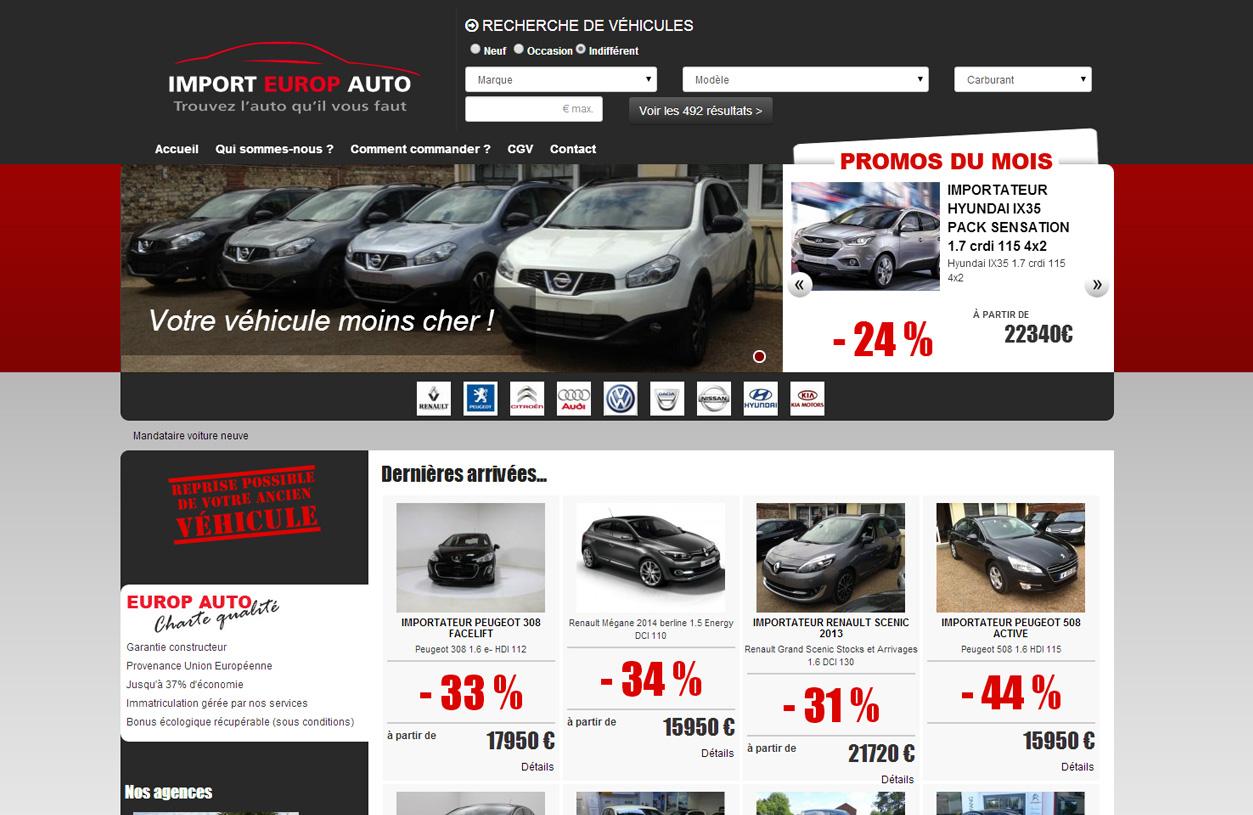 Image imprim écran de la creation de site internet de Import Europ Auto