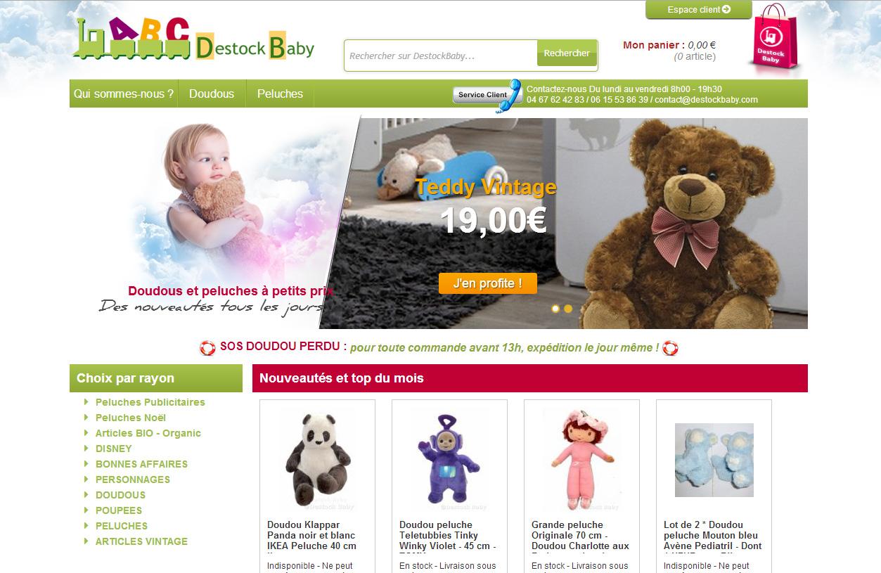 Image imprim écran de la creation de site internet de DestockBaby