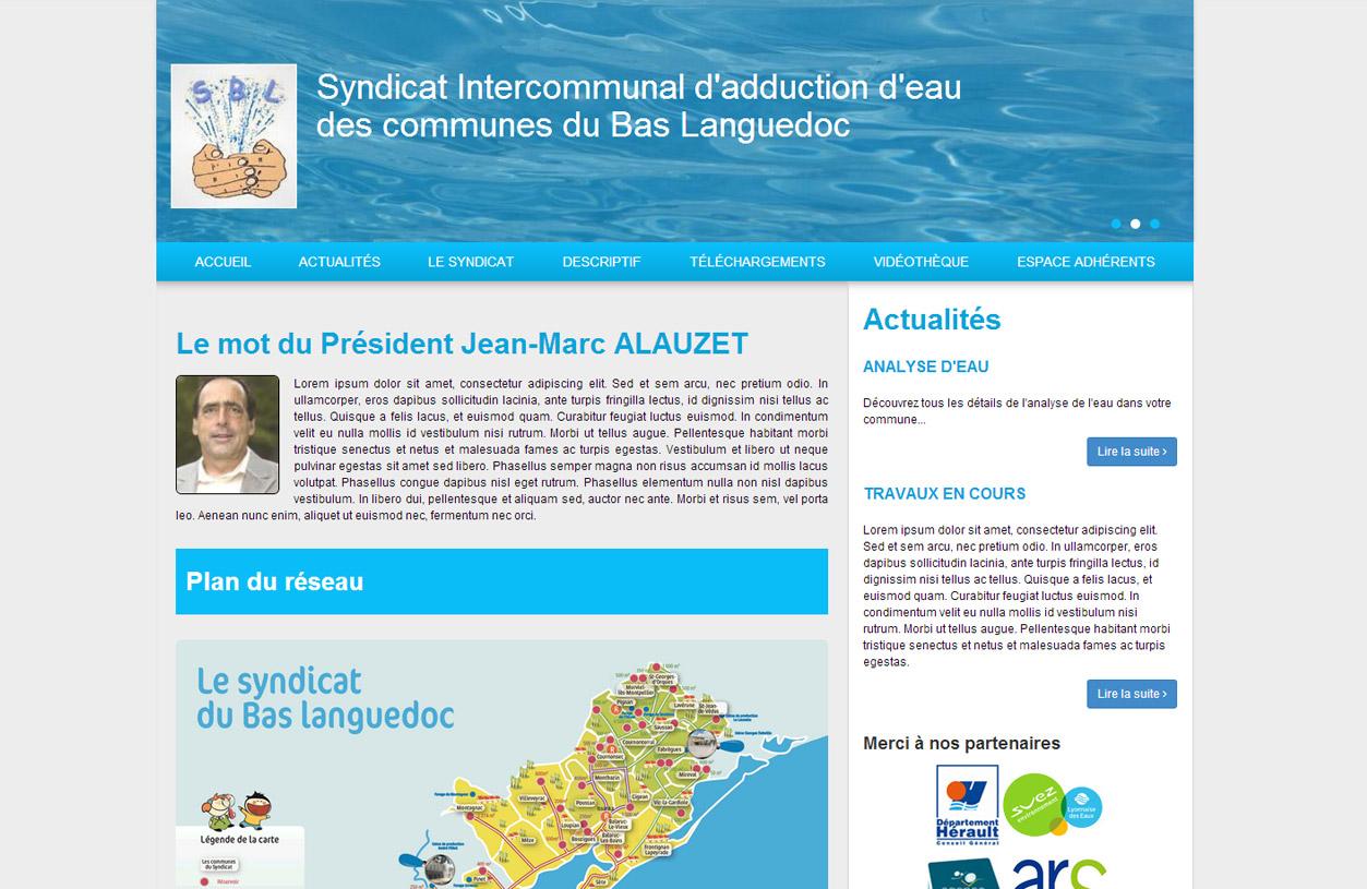 Image imprim écran de la creation de site internet de Syndicat du Bas Languedoc