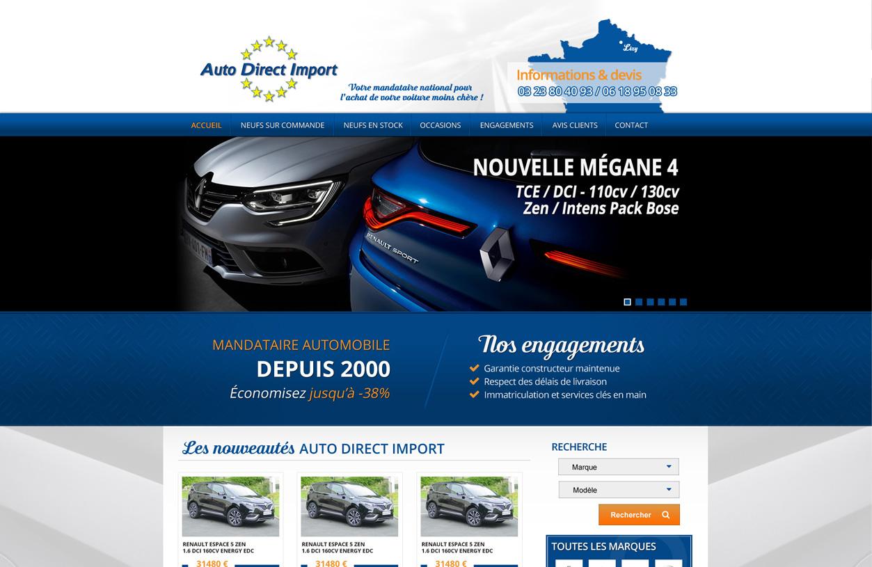 Image imprim écran de la creation de site internet de Auto Direct Import