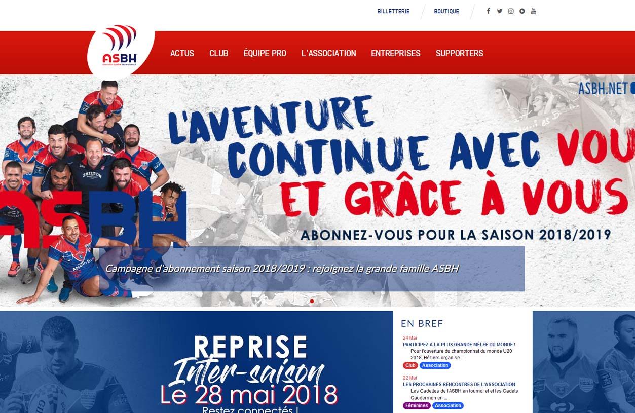 Image imprim écran de la creation de site internet de AS Béziers Hérault