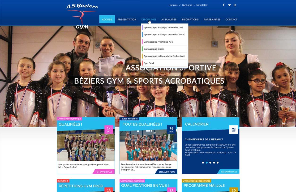 Image imprim écran de la creation de site internet de AS Béziers Gymnastique