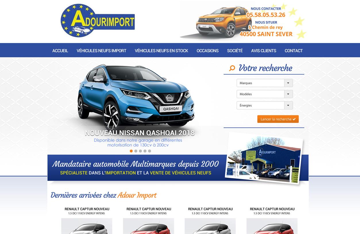 Image imprim écran de la creation de site internet de Adour Import