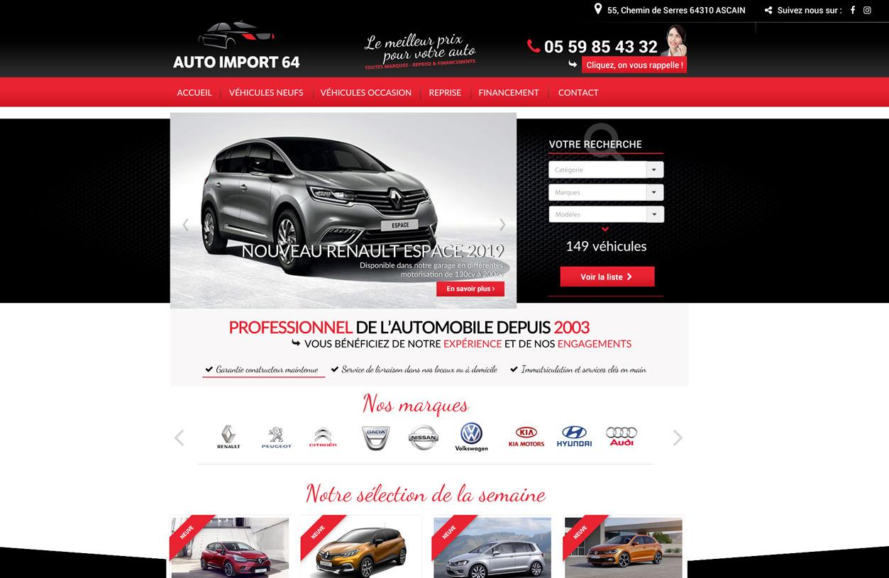 Image imprim écran de la creation de site internet de Auto Import 64
