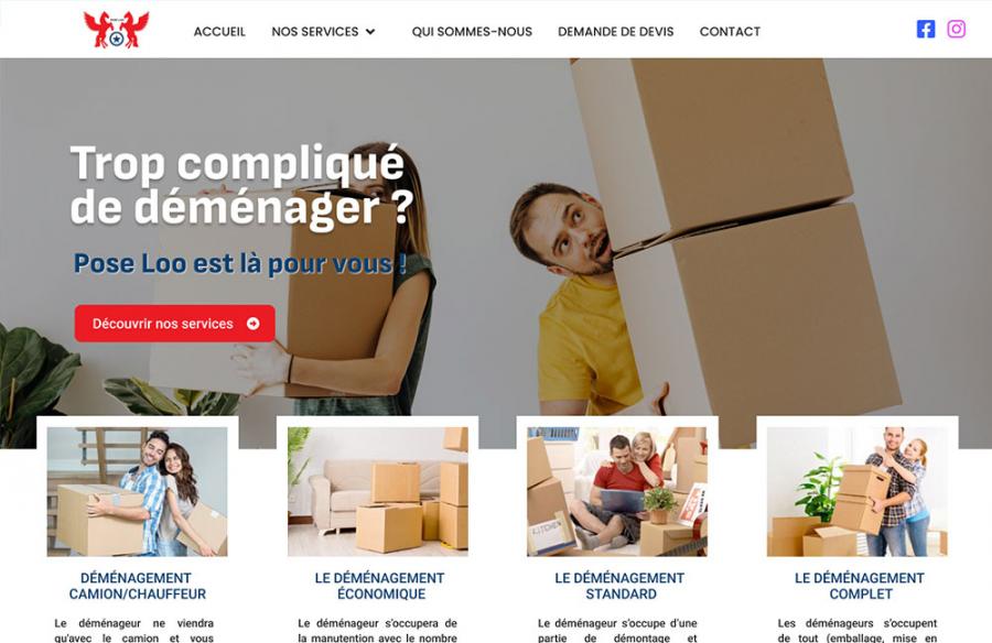 Image imprim écran de la creation de site internet de Pose Loo Déménagement 