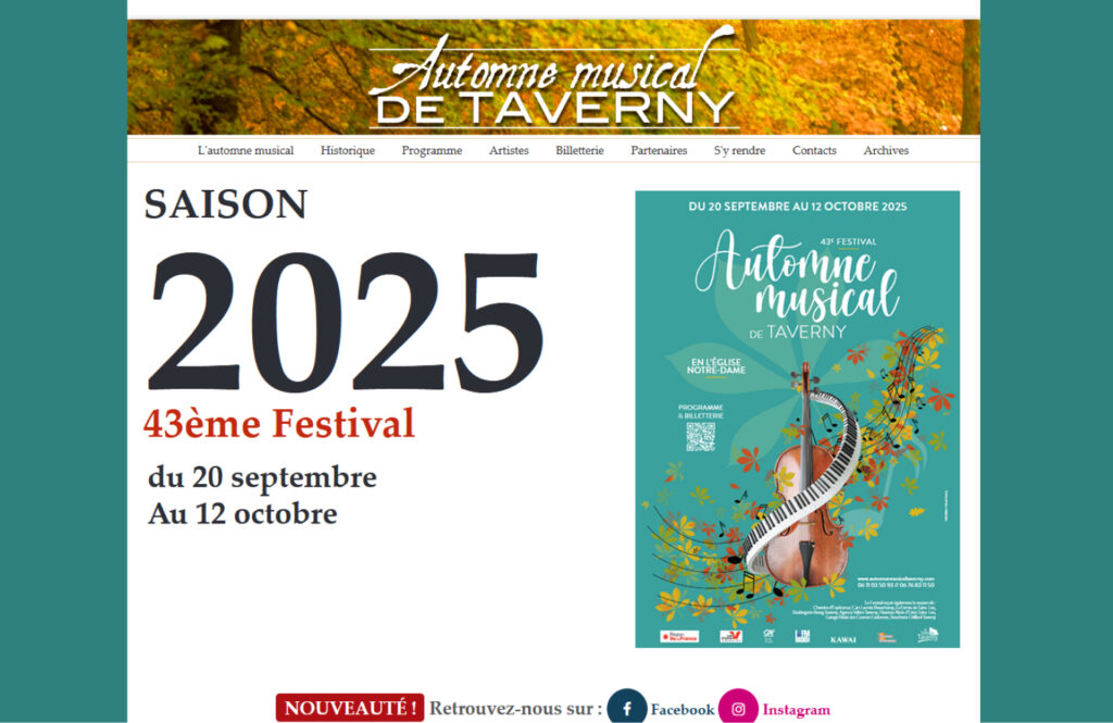 Screenshot du site du Festival Automne Musical de Taverny édition 2025