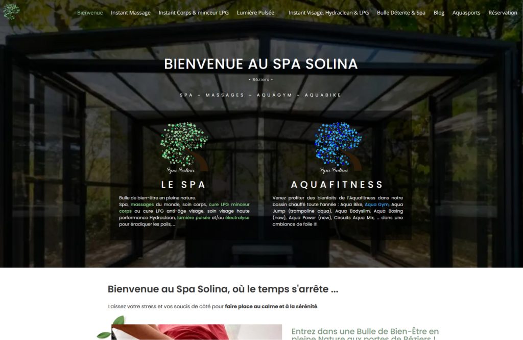 Screenshot du site internet Spa Solina