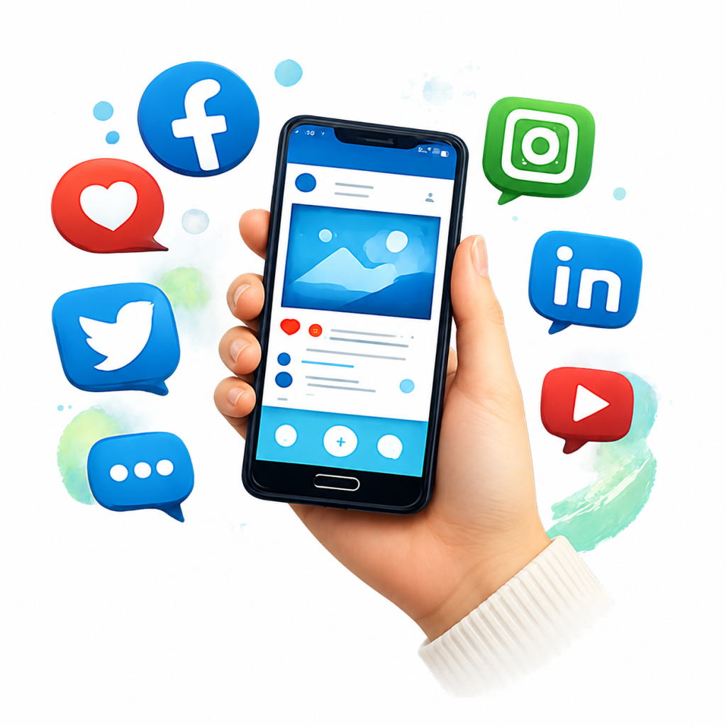 mockup d'un mobile pour illustrer le community management à béziers