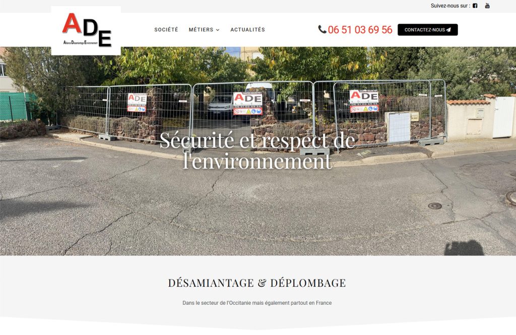 Screenshot site désamiantage béziers