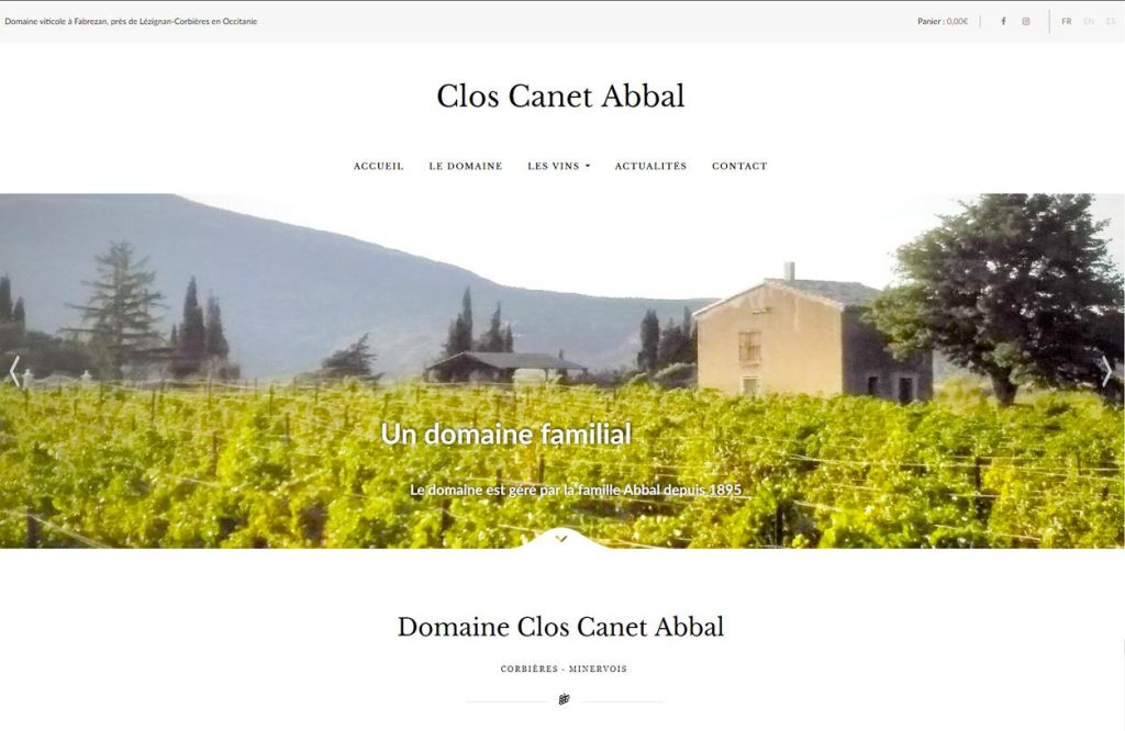 Screenshot site domaine viticole fabrezan