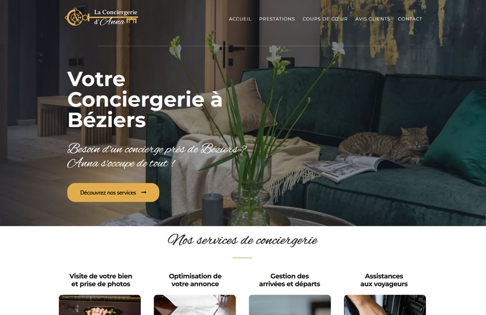 Screenshot site internet conciegerie beziers