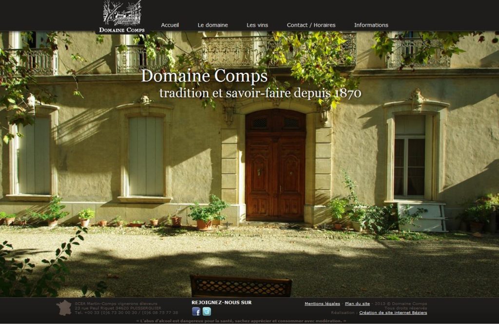 Screenshot site domaine viticole comps