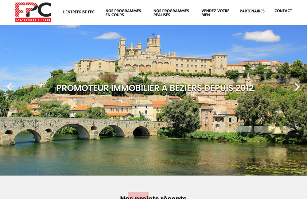 Screenshot site promoteur immo proche béziers