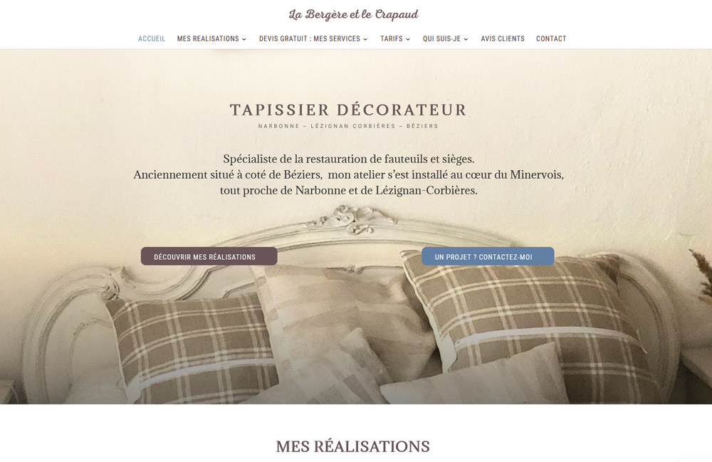 Screenshot site internet tapissier la caunette