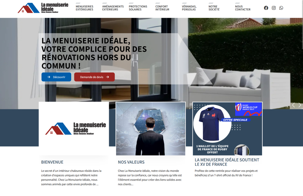 Screenshot site menuiserie ideale beziers