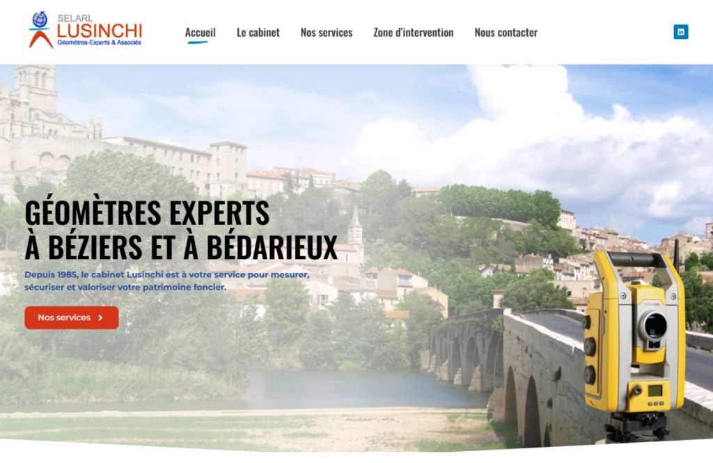 Screenshot site internet géomètre lusinchi à béziers