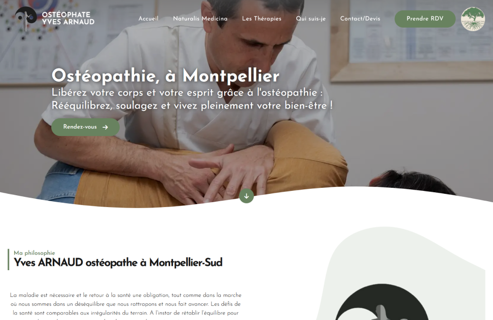 Screenshot site internet ostéopathe montpellier