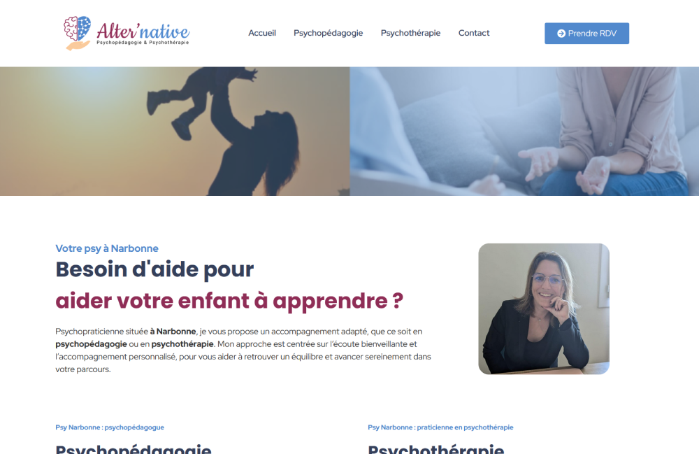 Screenshot site internet thérapeute psy narbonne