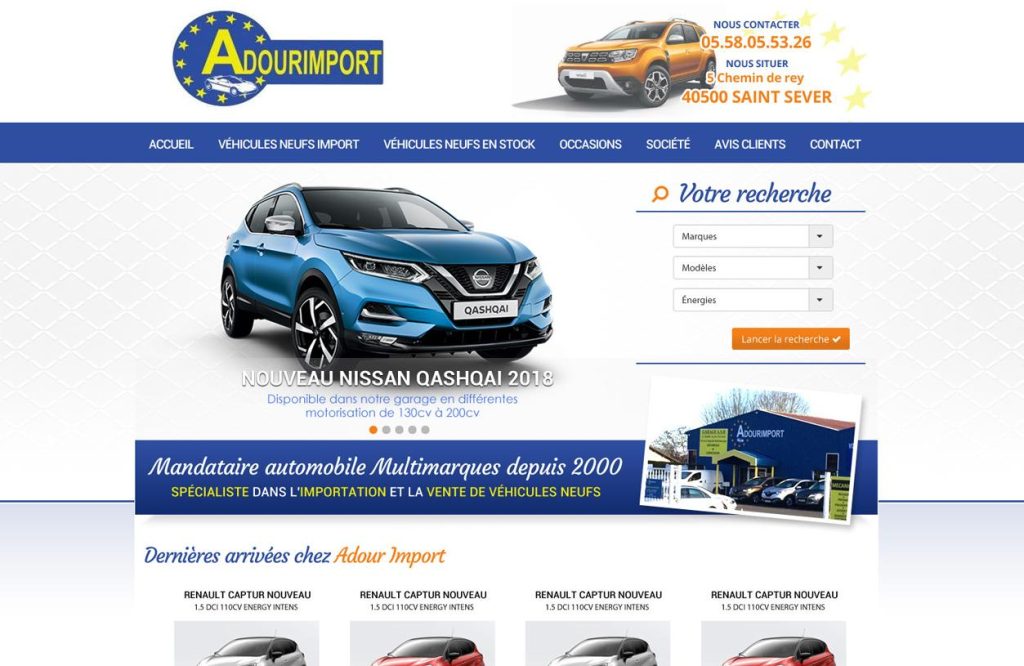 Screenshot du site Adour Import