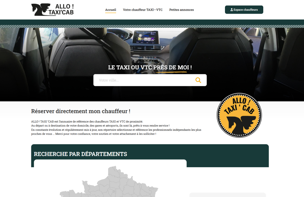 Screenshot du site Allo!Taxi'Cab