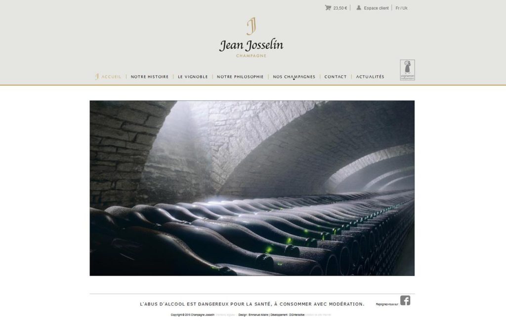 Screenshot du site de maison de champagne Jean Josselin