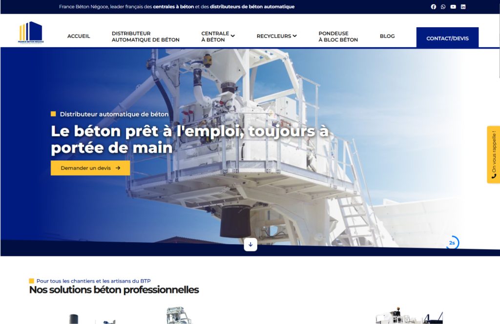 screenshot du site internet France Beton Negoce