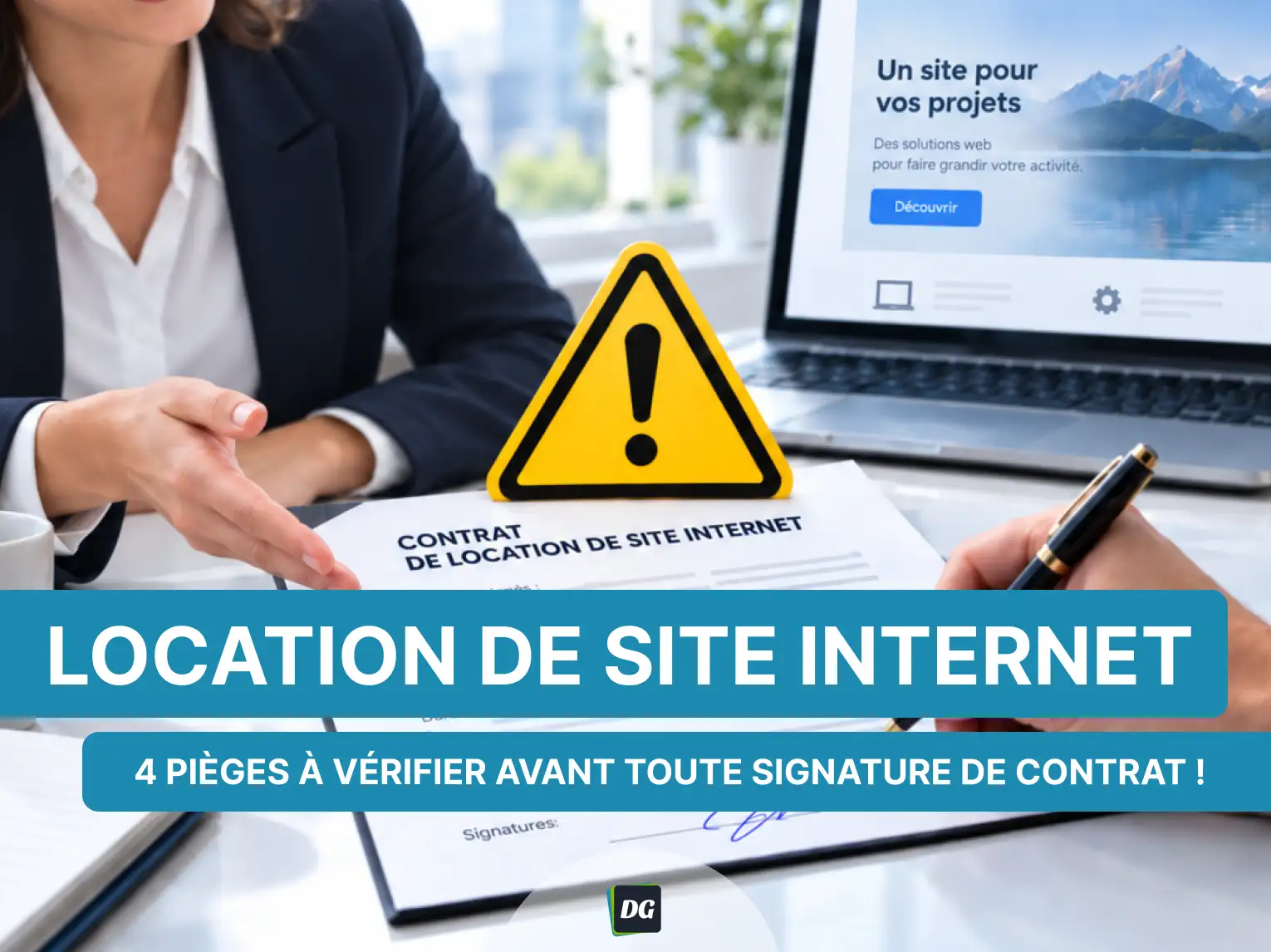 bureau avec contrat de location de site internet à signer